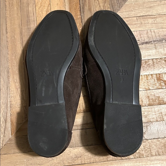 Zara Brown Split Leather Loafers size 5 - Picture 4 of 4